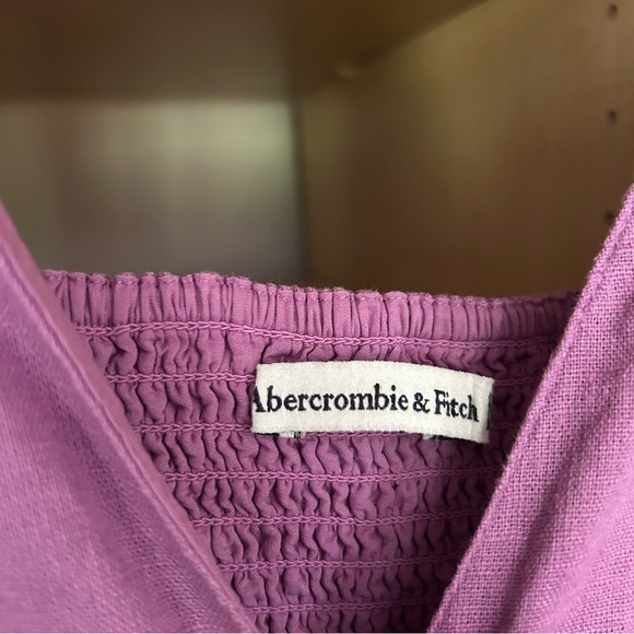 Abercrombie & Fitch Linen-Blend Button-Through Maxi Dress Purple - Picture 5 of 6